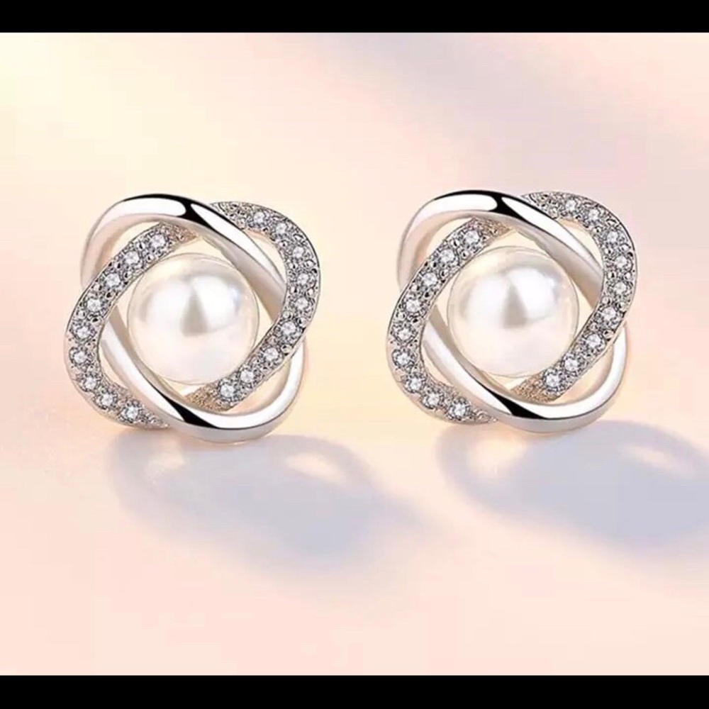 Sterling Silver Pearl Earrings - Picture 2 of 5